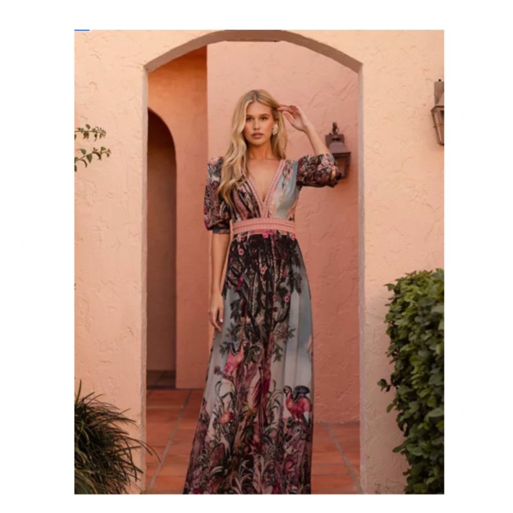 PatBO Paraiso Placed Print Maxi Dress